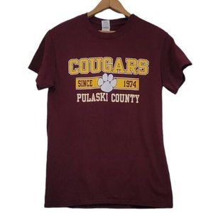 t shirt pulaski county cougars virginia orange gold maroon pawprint sz small